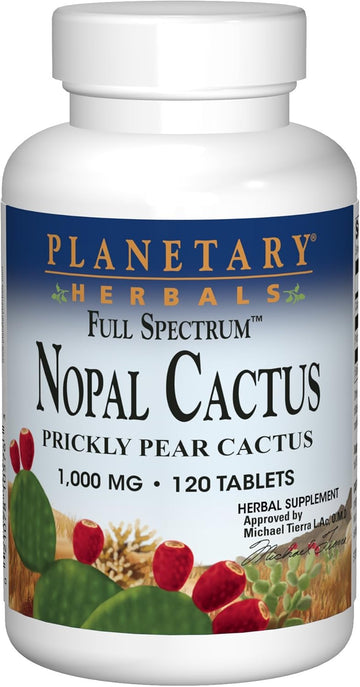 Planetary Herbals Full Spectrum Nopal Cactus 1000 mg 120 Tablets,Silicified microcrystalline cellulose, dibasic calcium phosphate, stearic acid, colloidal silicon dioxide, and modified cellulose gum