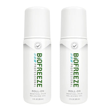 Biofreeze Professional Strength Pain Relief Roll-On, Arthritis Pain Reliver, Knee & Lower Back Pain Relief, Sore Muscle Relief, Neck Pain Relief, 2 Pack (3 FL OZ Biofreeze Menthol Roll-On)