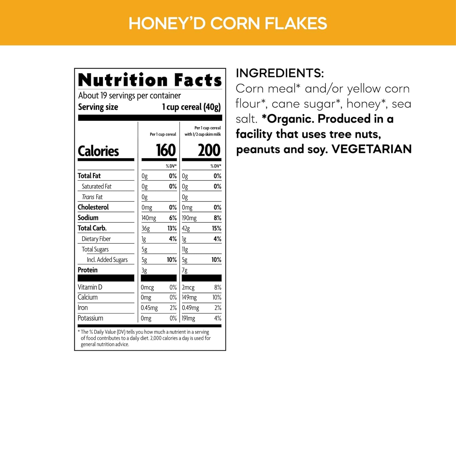 Nature's Path Organic Honey'd Corn Flakes Cereal, 10.6 oz