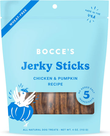 Bocce'S Bakery Jerky Stick Dog Treats, Wheat-Free, Made With Limited-Ingredients, Baked In The Usa With No Added Salt Or Sugar, All-Naural & High-Protein, Chicken & Pumpkin, 4 Oz