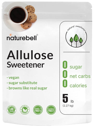 Naturebell Allulose Sweetener, 5 Lbs | Keto & Vegan-Friendly, White Sugar Substitute | 0 Calorie, 0 Sugar, 0 Net Carb, Non-Glycemic, Browns Like Table Sugar | Bulk Supply For Baking & Beverages