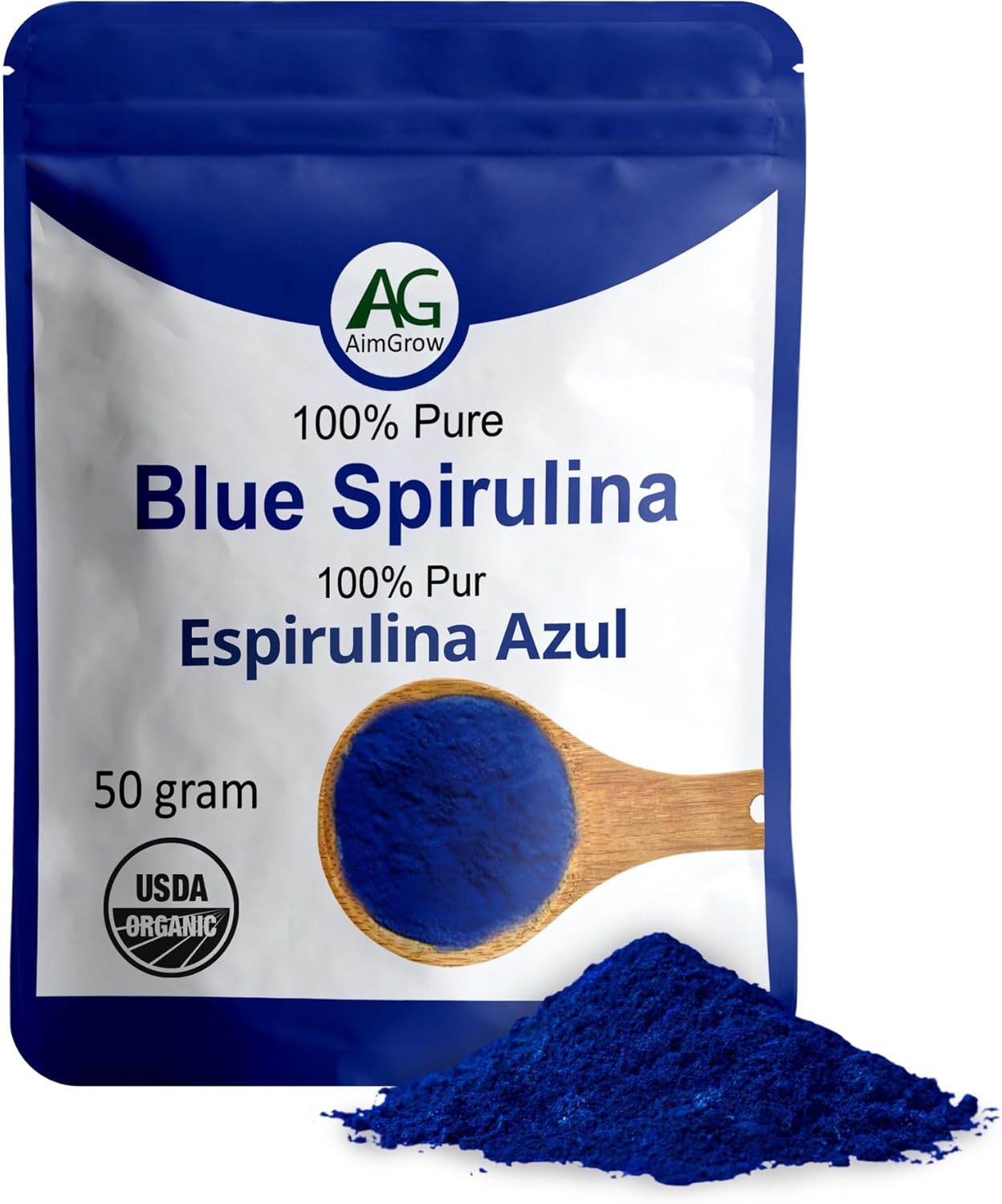 Blue Spirulina, Antioxidant Rich Blue Spirulina Powder, Non-Gmo And Gluten-Free, 50 Grams