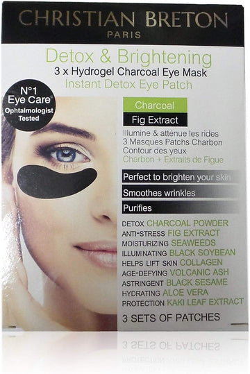 Christian Breton Paris Detox And Brightening 3 X Hydrogel Charcoal Eye Mask