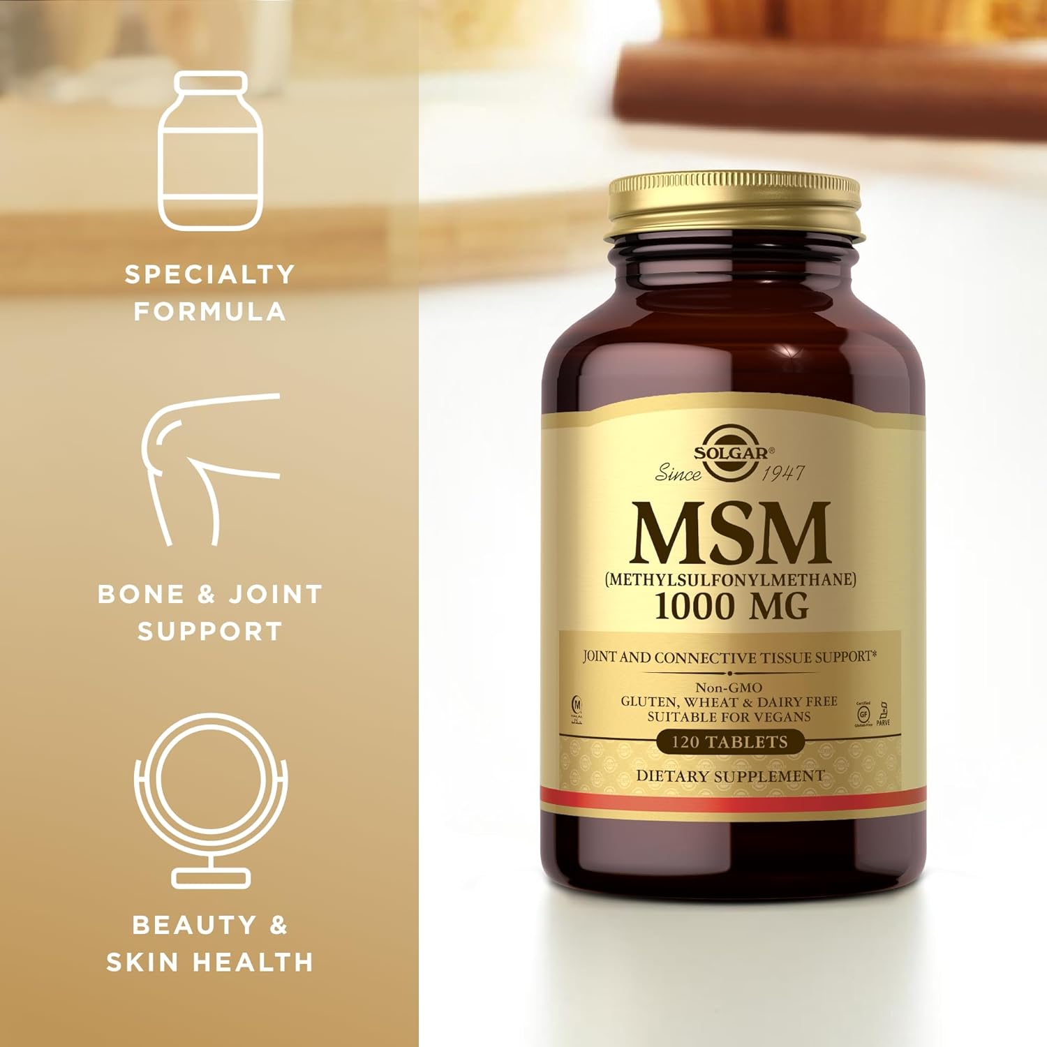 Solgar MSM 1000 mg - 120 Tablets - Supports Joints & Connective Tissue