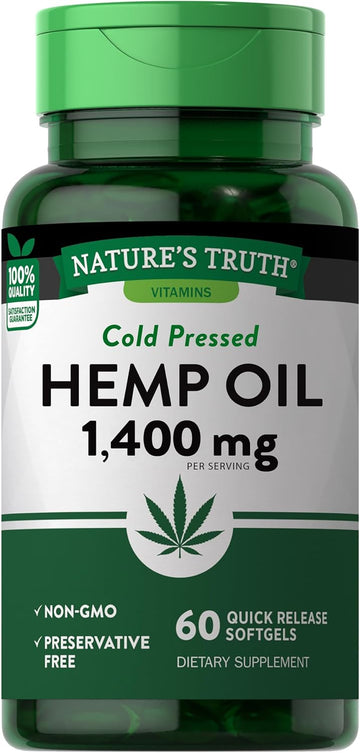 Nature'S Truth Hemp Oil | 60 Softgel Capsules | 1400Mg | Non-Gmo & Gluten Free Supplement | Cold Pressed From Hemp Seeds