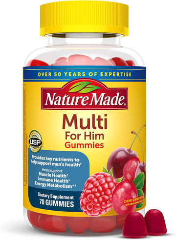 Nature Made Multi For Him, Multivitamin For Men For Energy Metabolism Support, Mens Multivitamins, 70 Gummy Vitamins And Minerals, 35 Day Supply