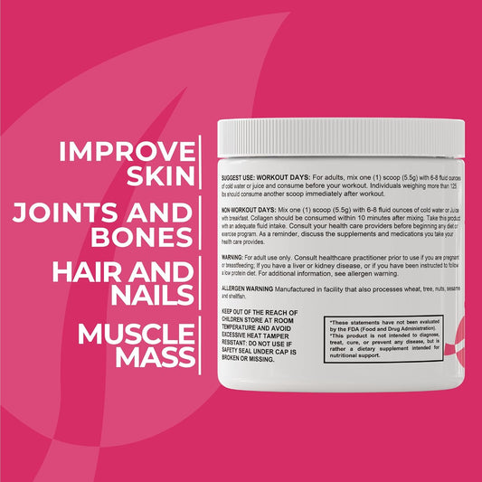Hydrolyzed Collagen Peptides Powder 1000Mg With Vitamin C | Blackberry & Blueberry Flavor | 5.5G Collagen Per Serving | Healthy Hair, Skin, Nails, Bone & Joint Support