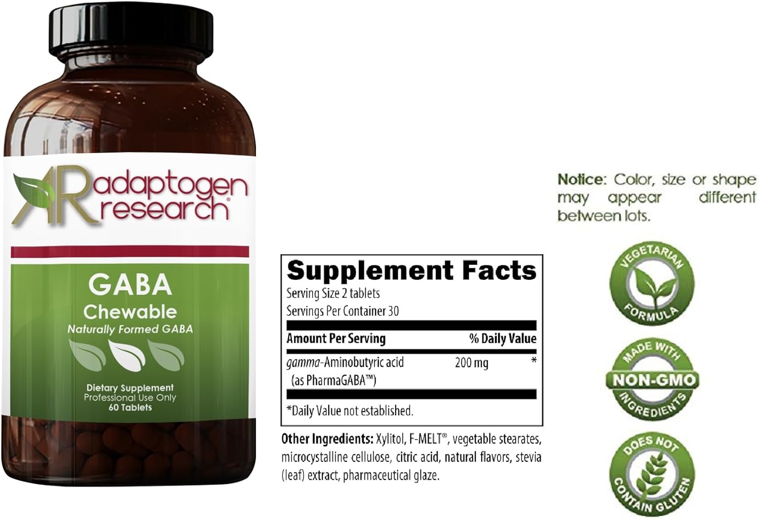 Gaba Chewable | 200 Mg Of Gaba Per Serving | Rapid Absorption | Supports Calm & Restful Sleep| 60 Chewable Tablets