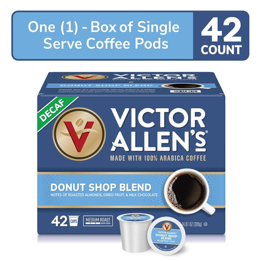 Victor Allen'S Coffee Decaf Donut Shop Blend, Medium Roast, 42 Count, Single Serve Coffee Pods For Keurig K-Cup Brewers