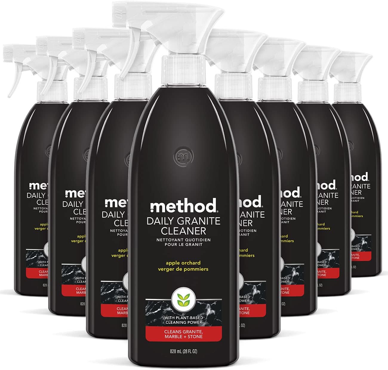 Method Daily Granite Cleaner Spray, Apple Orchard, Plant-Based Cleaning Agent for Granite, Marble, and Other Sealed Stone, 28 fl oz Spray Bottles (Pack of 8)