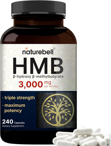 NatureBell HMB 3,000*mg Per Serving | 240* Capsules, 3X Triple Strength HMB Beta-Hydroxy Beta-Methylbutyrate Supplement – Lean Muscle Mass & Recovery Support – Non-GMO