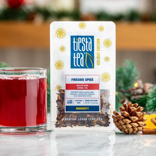 Tiesta Tea - Fireside Spice, Mulled Wine Herbal Tea, Premium Loose Leaf Tea Blend, Non Caffeinated Holiday Teas, Make Hot Or Iced Tea & Brews Up To 25 Cups - 1.5 Ounce Resealable Pouch