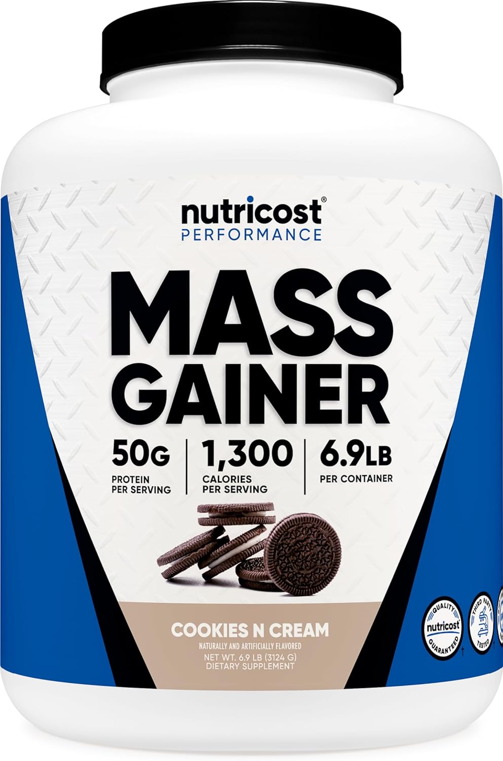 Nutricost Mass Gainer Cookies N Cream Flavor, 6.9 LBS, 50 Grams of Protein Per Serving - Non-GMO