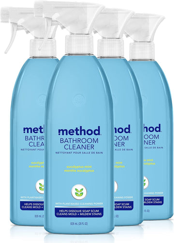 Method Bathroom Cleaner, Removes Mold + Mildew Stains, Eucalyptus Mint, 28 Fl Oz (Pack Of 4)