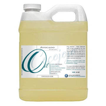 cocojojo AVOCADO OIL - Cold Pressed Partially filtered 32 oz Pure Oil Extra Virgin Unrefined Moisturizer