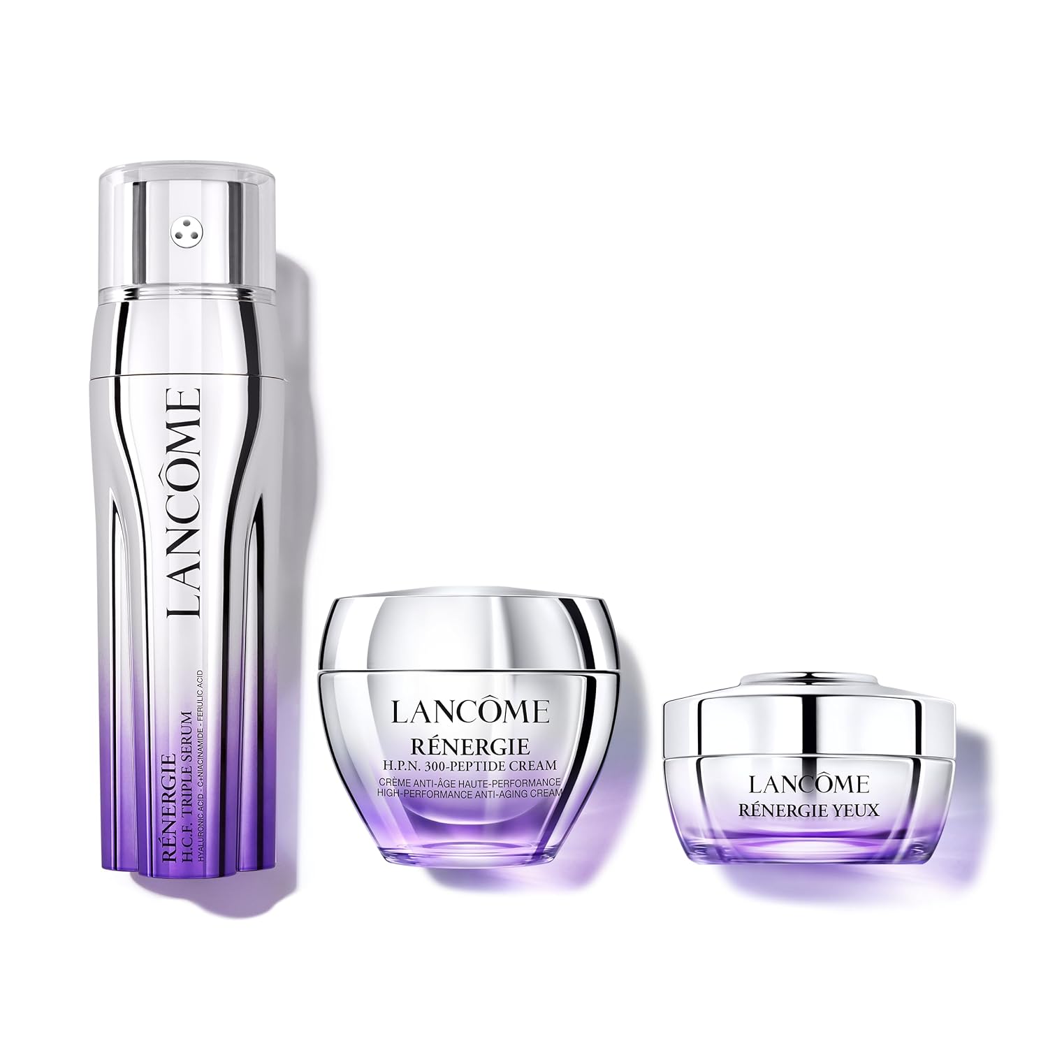 Lancôme Rénergie H.C.F. Triple Serum, H.P.N. 300 Peptide Face Cream & Multi-Action Ultra Eye Cream Full-Size Skincare Set - For Visibly Younger Looking Skin - Helps Hydrate, Brighten & Renergize Skin