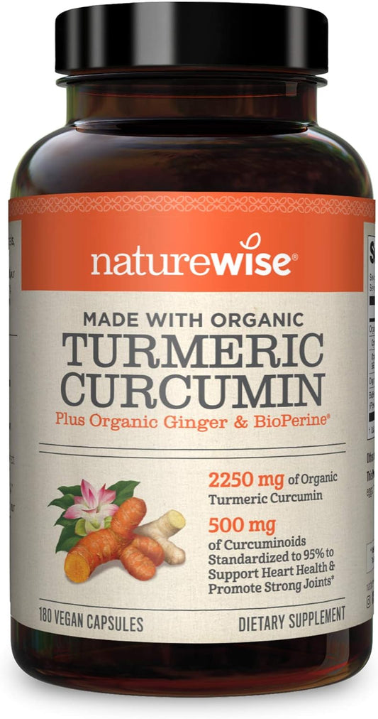 NatureWise Curcumin Turmeric 2250mg | 95% Curcuminoids & BioPerine Black Pepper Extract Vitamin D3 5000iu (125 mcg) Healthy Muscle Function, and Immune Support