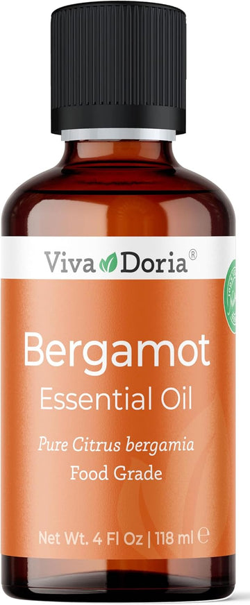 Viva Doria 100% Pure Bergamot Essential Oil, Undiluted, Food Grade, Italian Bergamot Oil, 4 Fluid Ounce (118 Ml) Natural Aromatherapy Oil