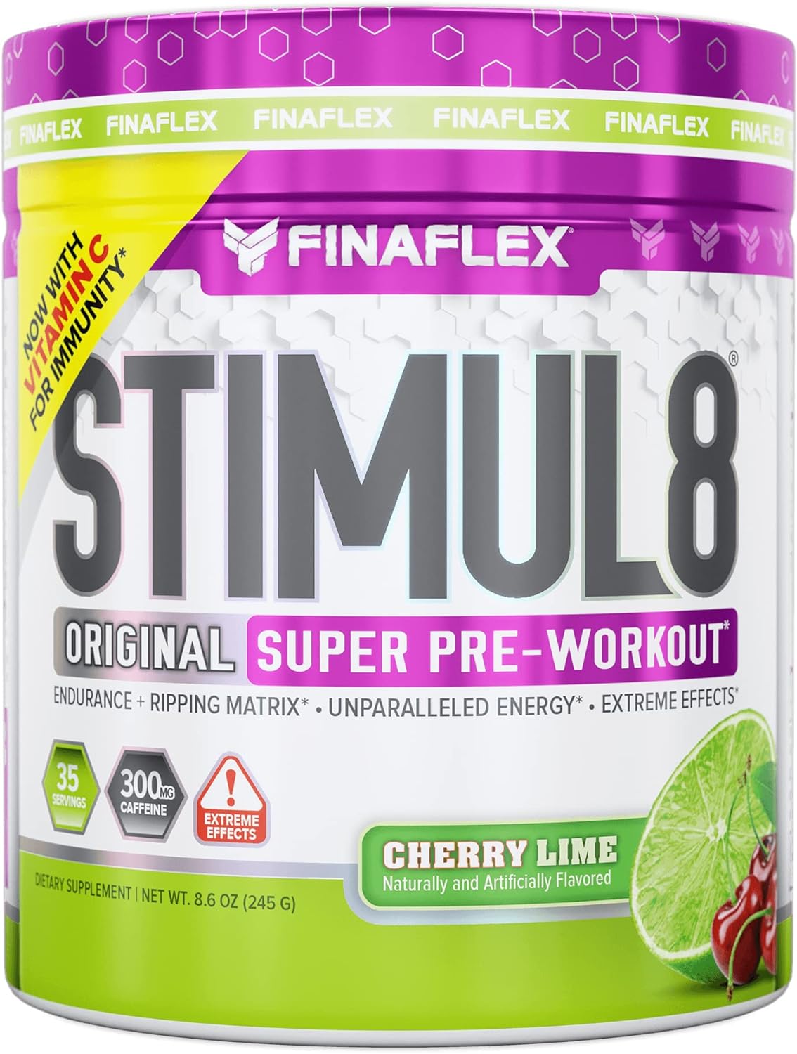 FINAFLEX STIMUL8 Original Super Pre-Workout, Cherry Lime - Energy, Str