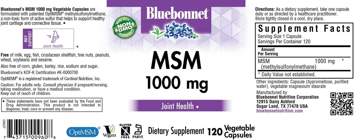 BlueBonnet MSM Supplement, 120 Count (743715009608)120 Count (Pack of 