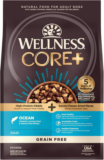 Wellness Core+ (Formerly Rawrev) Grain Free Ocean Whitefish, Herring Meal & Salmon Meal Recipe, 18 Pound Bag