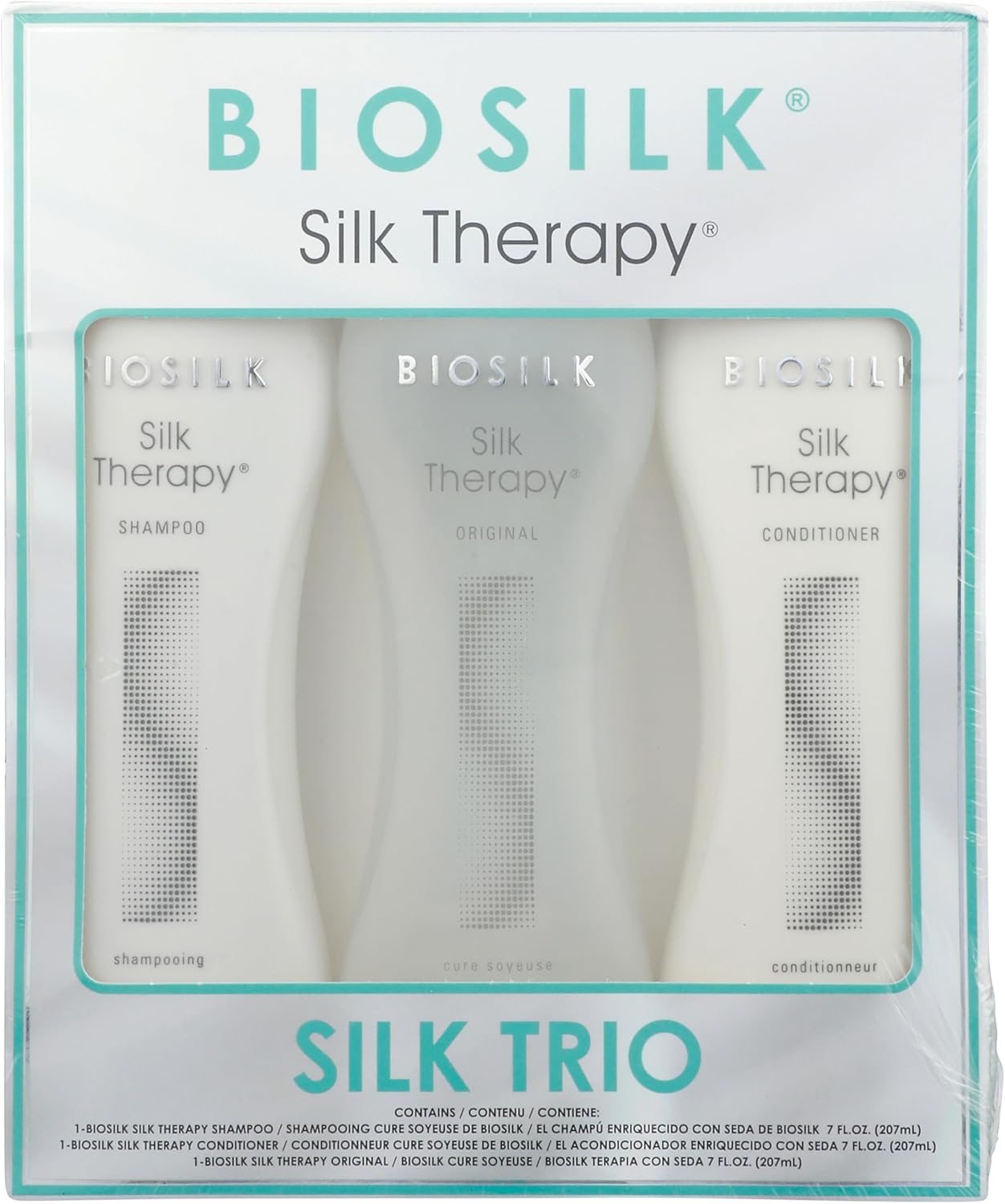 Biosilk Silk Therapy Trio For Unisex 3 Pc 7 oz Silk Therapy Shampoo, 7 oz Silk Therapy Conditioner, 7 oz and Silk Therapy Original