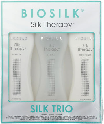 Biosilk Silk Therapy Trio For Unisex 3 Pc 7 oz Silk Therapy Shampoo, 7 oz Silk Therapy Conditioner, 7 oz and Silk Therapy Original
