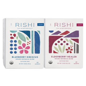 Rishi Tea Blueberry Hibiscus & Elderberry Healer Herbal Tea - Organic Sachet Tea Bags, Caffeine Free Sleep Friendly Tea Bundle - 15 Count (Pack Of 2)