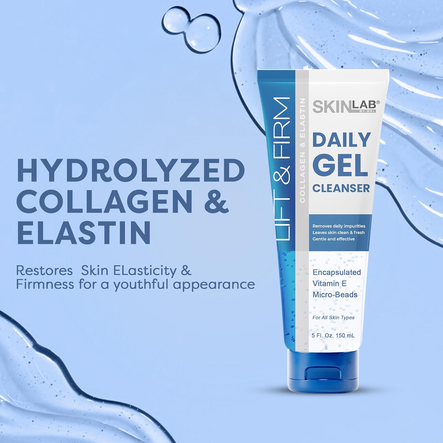 Skin Lab Lift & Firm Face Wash Gel Cleanser - Removes Impurities With Extra Burst Of Vitamin E - 4 Fl. Oz. (120 Ml) : Beauty & Personal Care