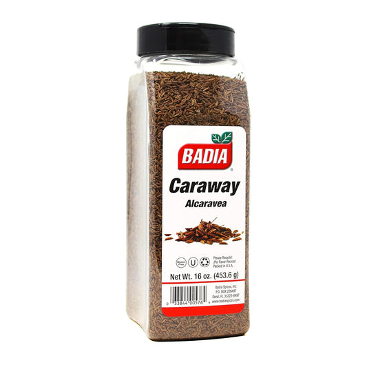 Badia Caraway Seeds, Whole Seed For Cooking, Mild Anise Flavor For Bread, Soups, Stews, 16 Oz