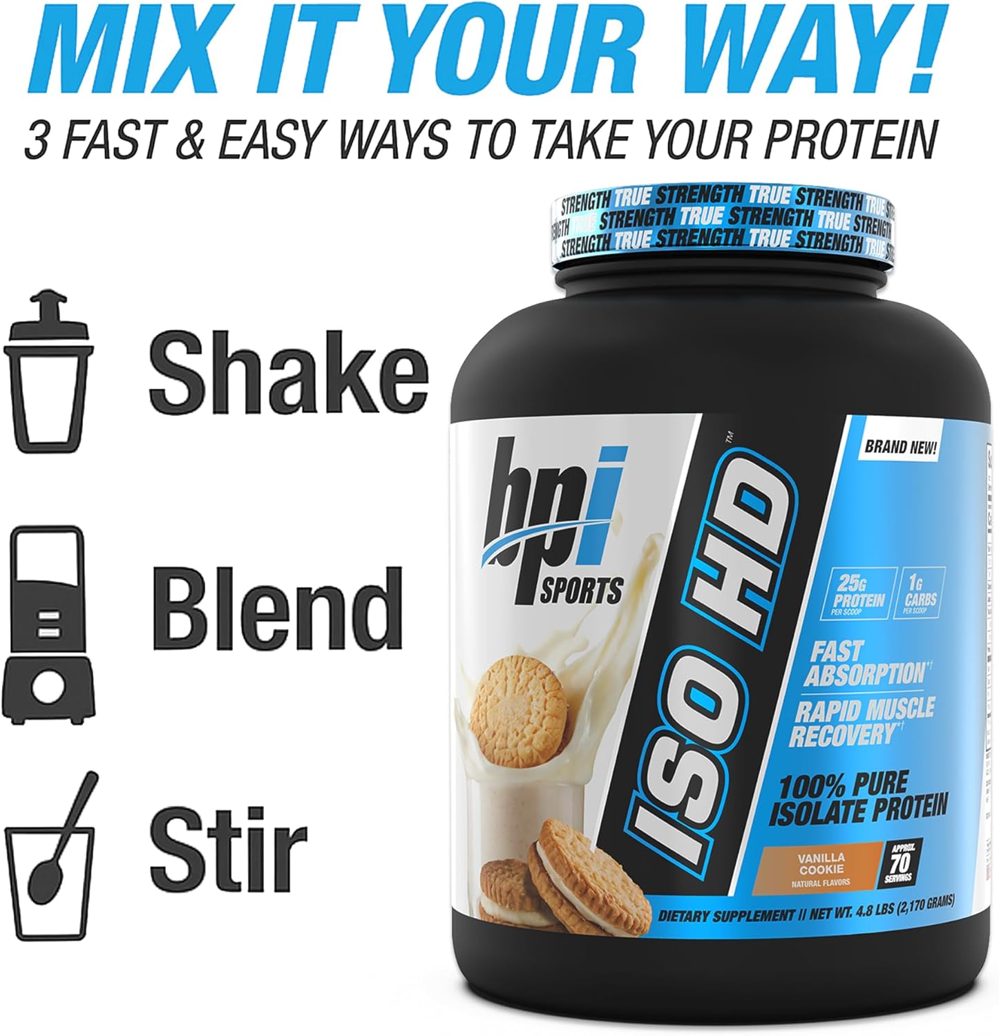 Bpi Sports Iso Hd Isolate Protein Powder – 100% Whey Isolate, Protein Powder For Muscle Gain - Cookie Butter - 1.6 Lb - 23 Servings : Health & Household