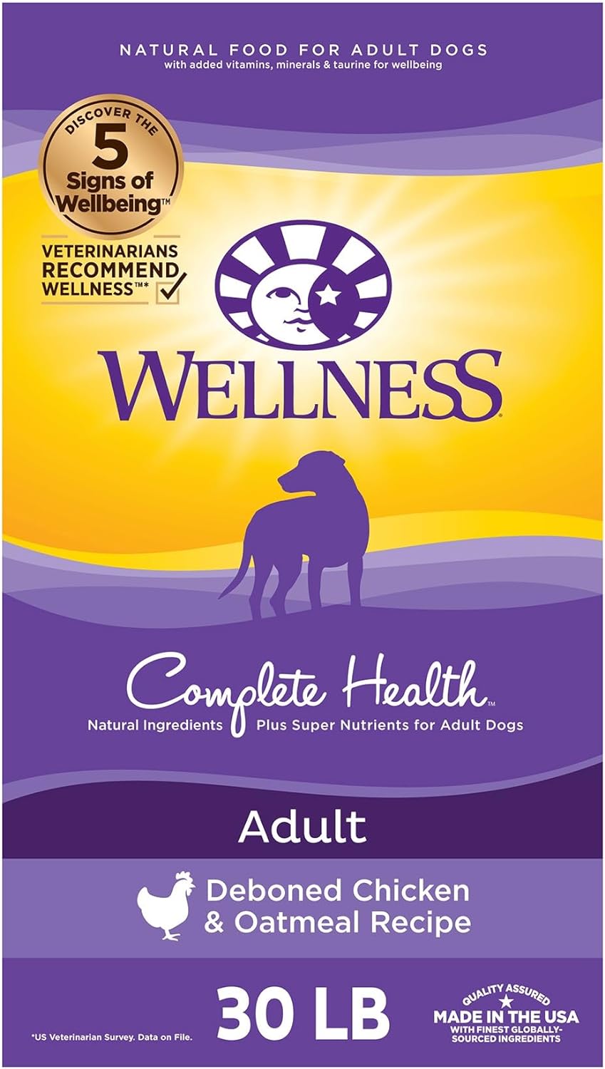 Wellness Complete Health Chicken & Oatmeal Natural Dry Dog Food, 30-Pound Bag (Packaging may vary)