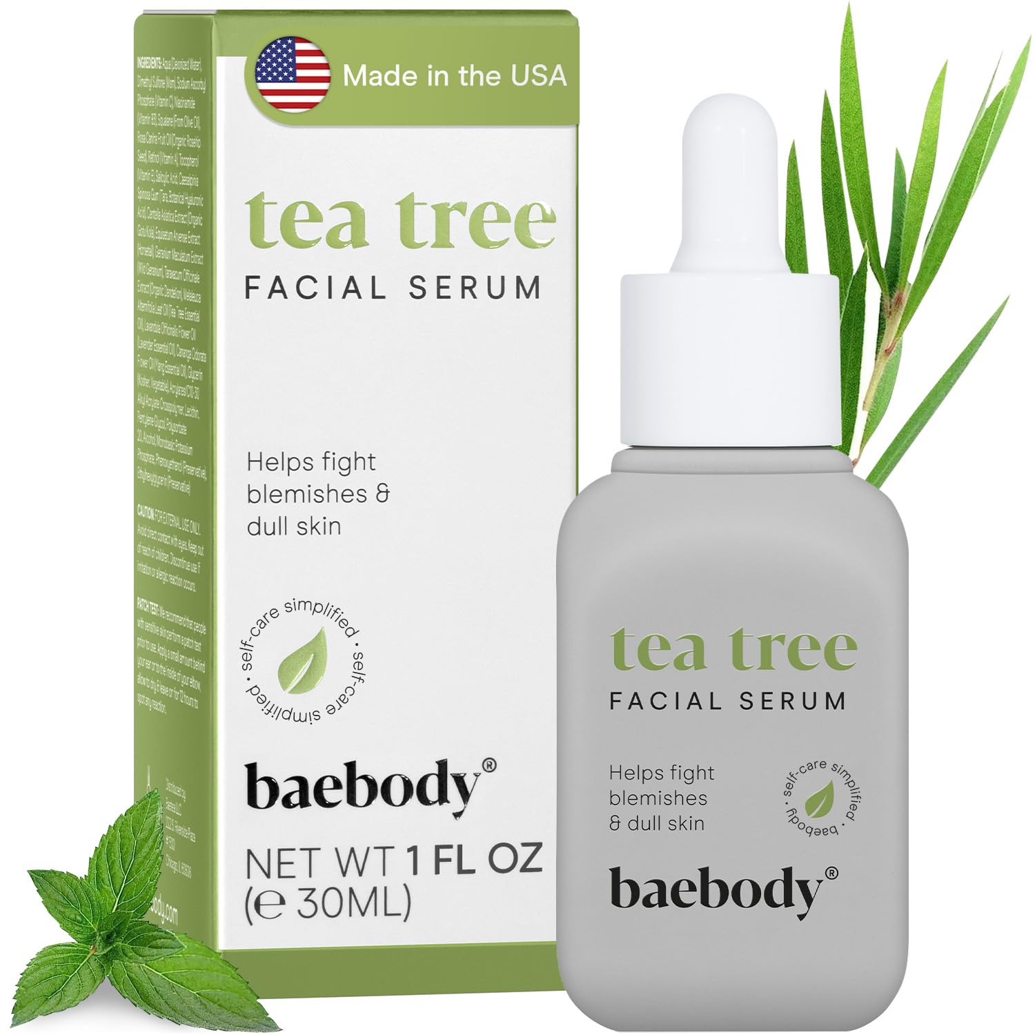 Baebody Critically Acclaimed Tea Tree Oil For Skin & Face Serum With Retinol, Vitamin C, Rosehip Oil, Niacinamide, 1 Oz