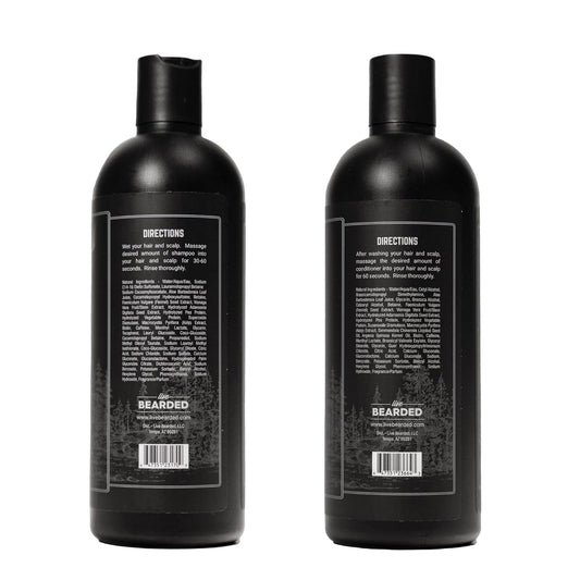 Live Bearded All-Natural Shampoo And Conditioner For Men - Promotes Hair Growth - Strengthening, Deep Conditioning, Moisturizing | Straight Up - Fragrance-Free Unscented