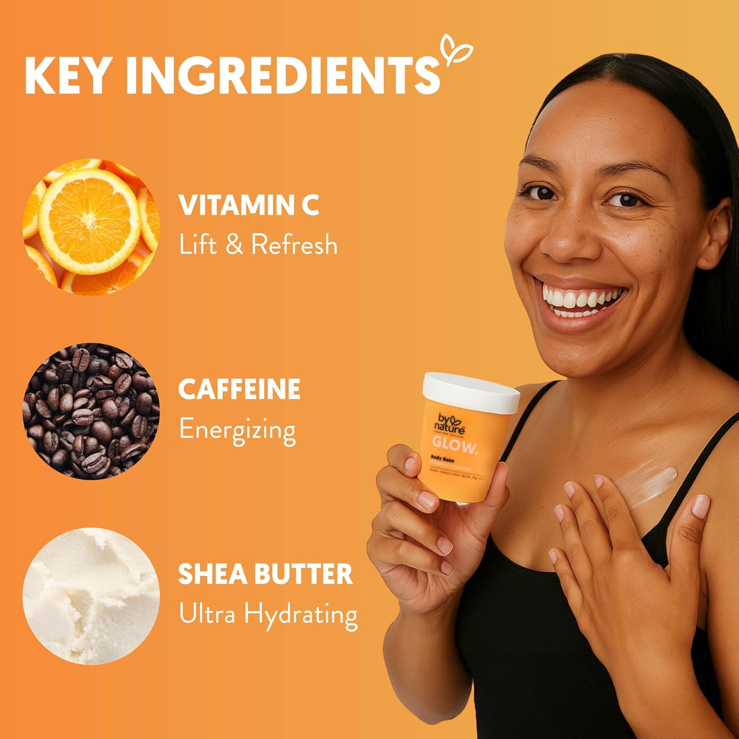 By Nature Glow Vitamin C + Caffeine Body Balm For Dark Spots – Hydrating Skin Moisturizer With Whipped Shea Butter – Vegan, Cruelty-Free, Made In New Zealand (6.8 Oz) : Beauty & Personal Care