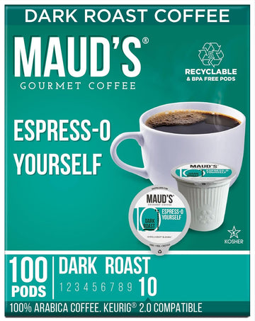 Maud'S Espresso Coffee Pods, 100 Ct, Dark Roast Coffee In Recyclable Single Serve Pods – 100% Arabica Coffee, Compatible With Keurig K Cups Maker