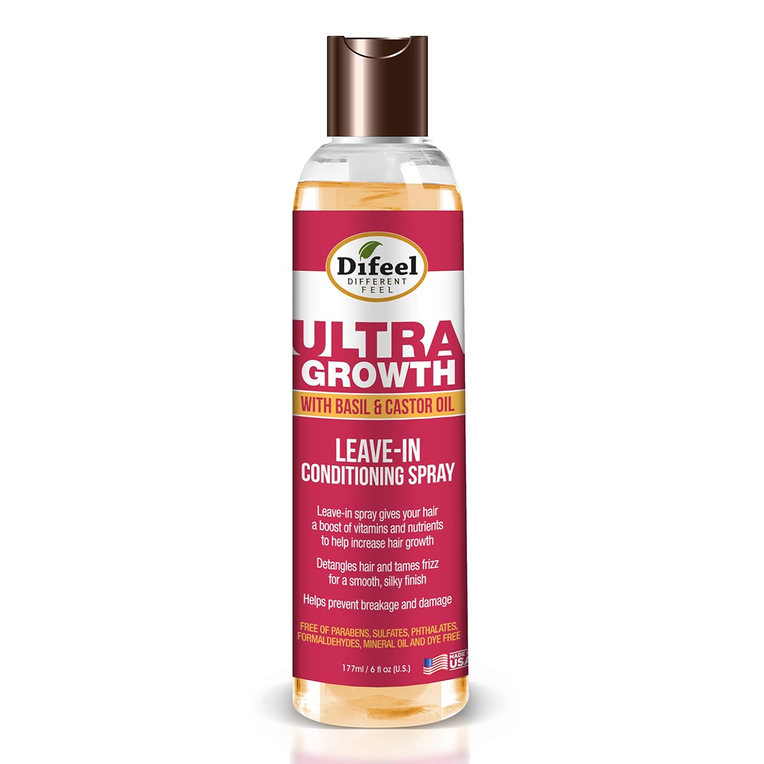 Difeel Ultra Growth Basil & Castor Hair Oil Leave In Conditioning Spray 6 Oz