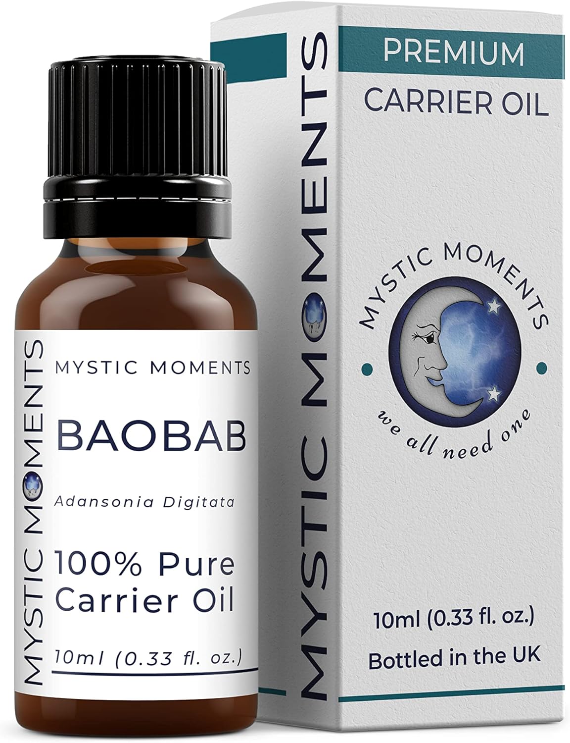Mystic Moments | Baobab Virgin Carrier Oil 10ml - Pure & Natural Oil Perfect for Hair, Face, Nails, Aromatherapy, Massage and Oil Dilution Vegan GMO Free