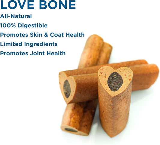 Best Bully Sticks Love Bones - Heart Shaped Chicken Dog Chews - Usa Baked & Packed, Easy To Digest, Natural, High Protein - 12 Pack