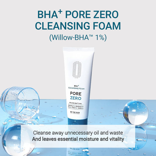 Be The Skin Bha+ Pore Zero Cleansing Foam 5.07 Fl Oz / 150 Ml | Face Wash Cleanser For Pore Care And Sebum Control | For Sensitive And Combination Skin