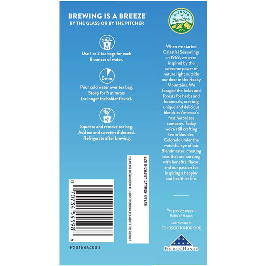Celestial Seasonings Cold Brew Iced Tea, Red, White & Blueberry, Caffeine Free, 18 Tea Bags (Pack Of 6)