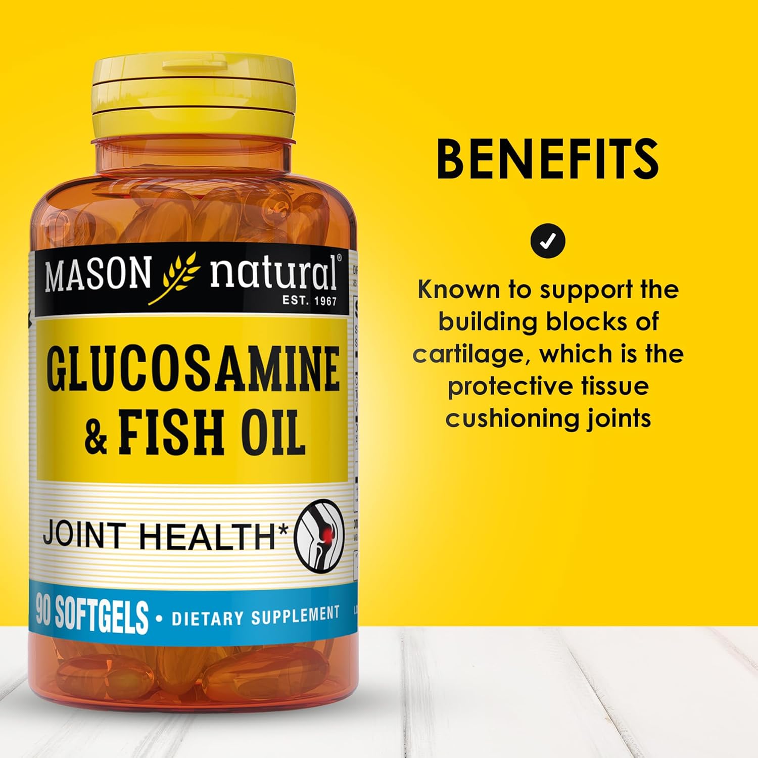Mason Natural Glucosamine & Fish Oil Supplement With Dha & Omega 3 For Joint & Muscle Support, 1 Month Supply Softgel Pills
