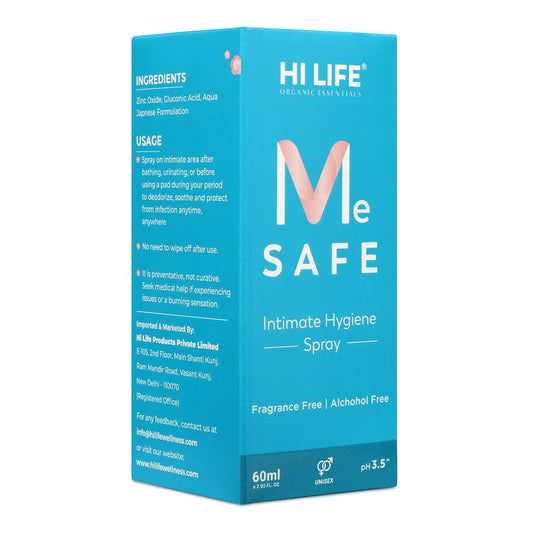 Hi Life Me SAFE Intimate Spray/Wash|Feminine Hygiene Spary for Women Enriched with Zinc Gluconate|Anti-Fungal & Anti-bacterial Prevents from Vaginal Itching, Dryness, Bad Odor & Rashes-(2 fl oz/60 ml)