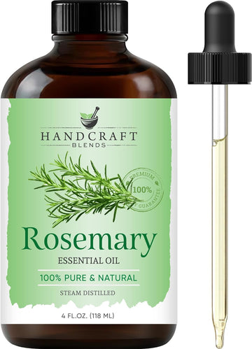 Handcraft Blends Rosemary Essential Oil - Huge 4 Fl Oz - 100% Pure And Natural - Premium Grade With Glass Dropper