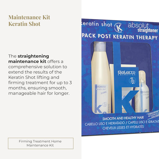 Salerm - Post Keratin Straightening - Keratin Shot Maintenance Kit With Shampoo 500 Ml + Mask 200 Ml + Serum 100 Ml - Smooth And Hydrated Hair - Prolongs Straightening Results For 3 Months