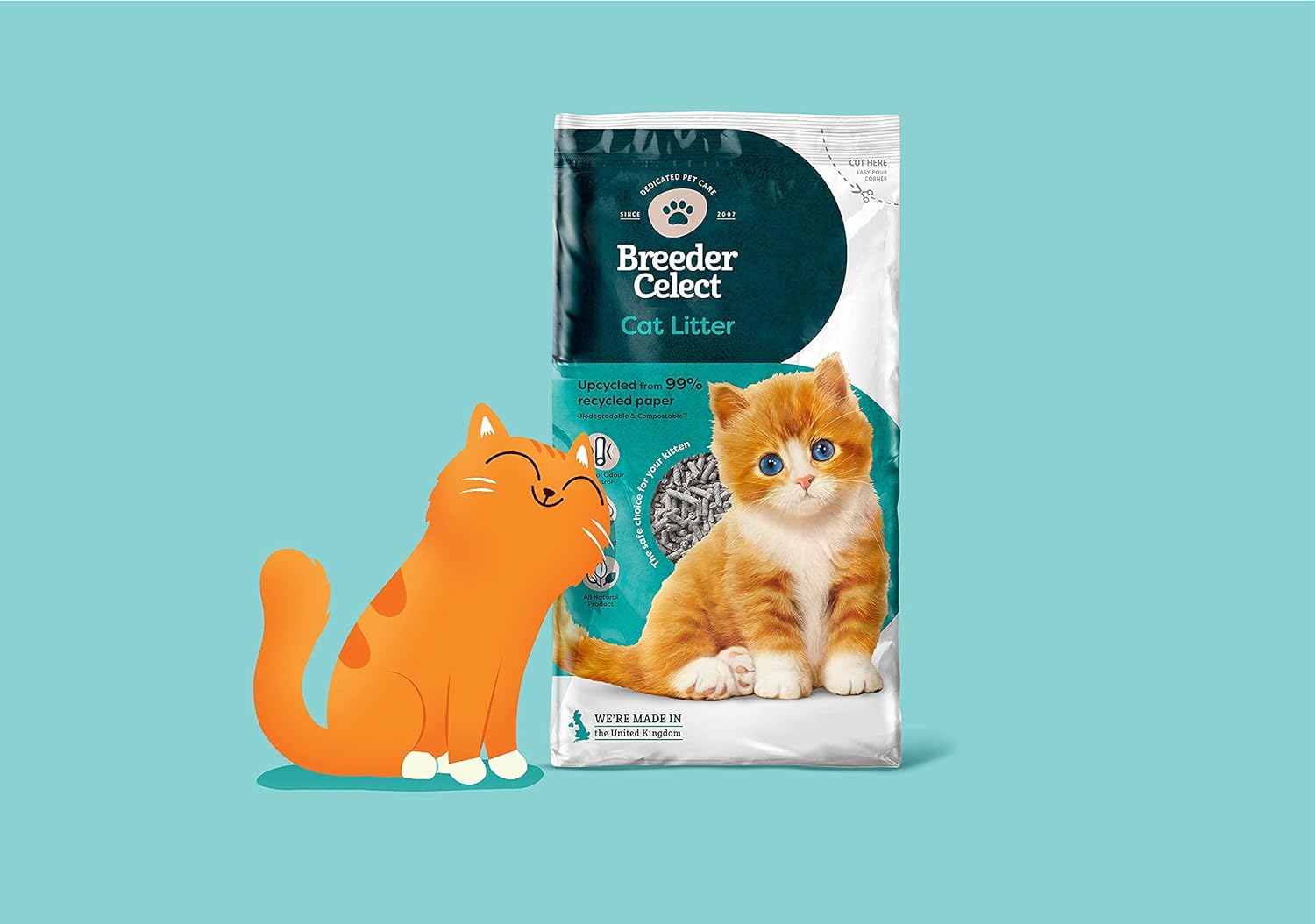 BreederCelect Recycled Paper Cat Litter, 30 L (Pack of 1) :Pet Supplies