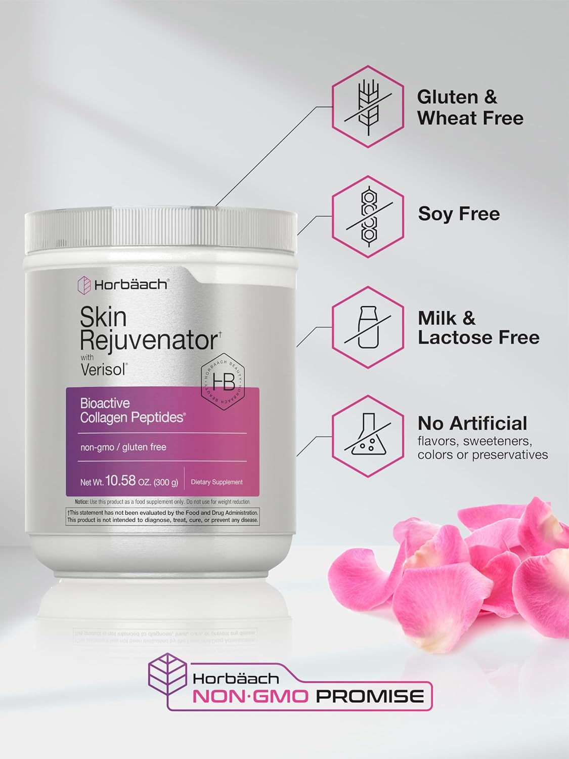 Horbäach Skin Rejuvenator With Verisol 10.58 Oz | Bioactive Collagen Peptide Powder | Types I And Iii | Non Gmo, Gluten Free Supplement : Health & Household