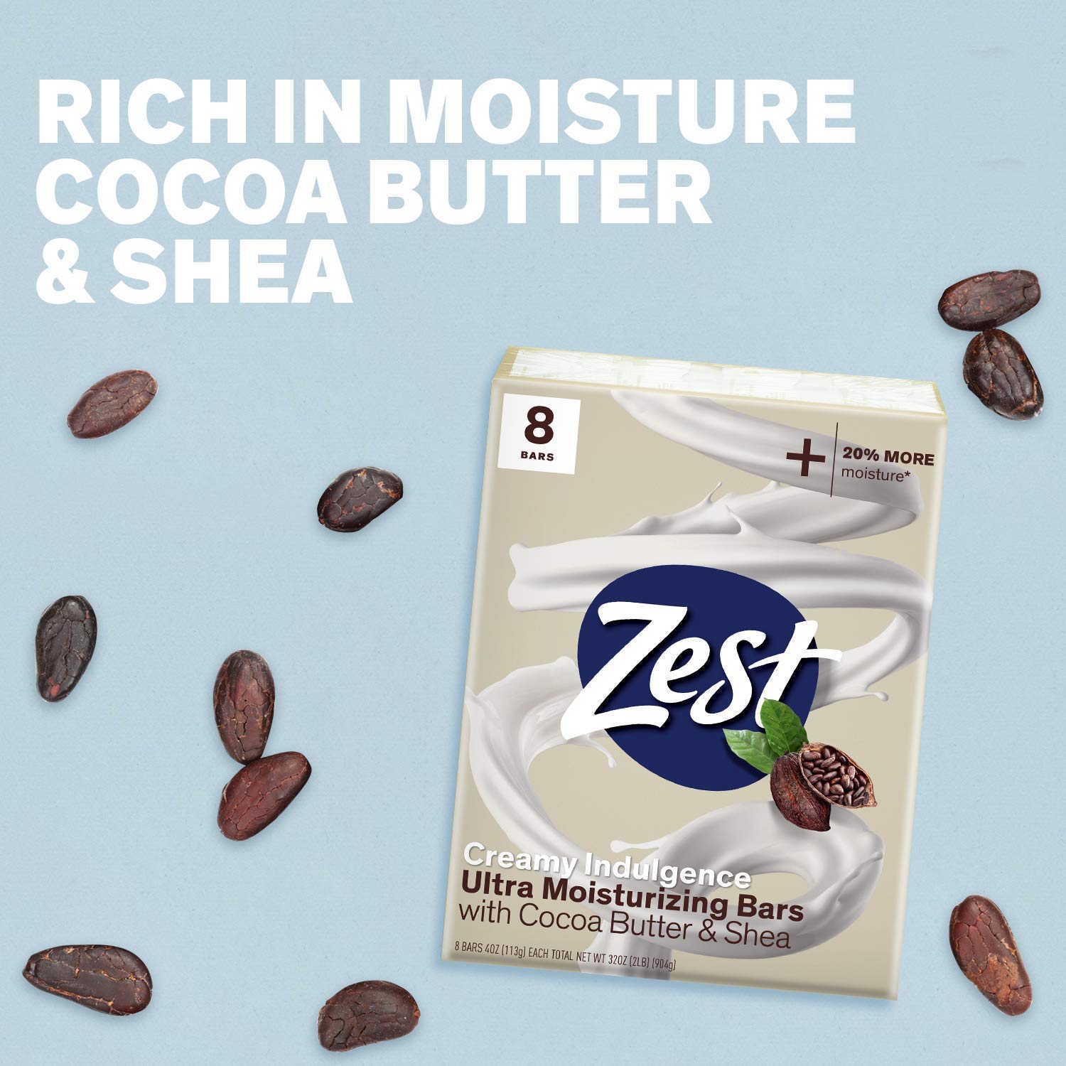 Zest Creamy Cocoa Butter & Shea Soap, 6 Bars, 3.2 Oz. Each : Beauty & Personal Care