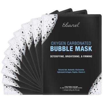 Ebanel 10 Pack Carbonated Bubble Clay Mask, Deep Cleansing Face Mask, Detox Volcanic Ash And Bentonite Clay Mask With Collagen Peptides, Vitamin C, Hyaluronic Acid, Niacinamide