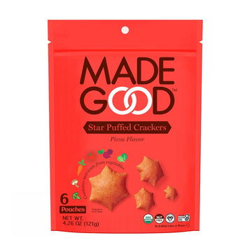 Madegood Star Puffed Crackers, Pizza, 6 Bags (4.26Oz Each) Gluten Free Crackers